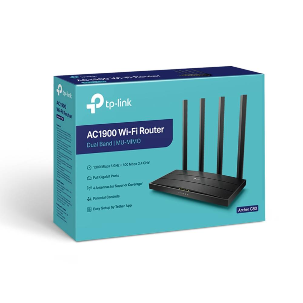 Router Inalámbrico TP-Link ArcherC80, MU-MIMO Inalámbrico AC1900 - ARCHERC80 - Imagen 2