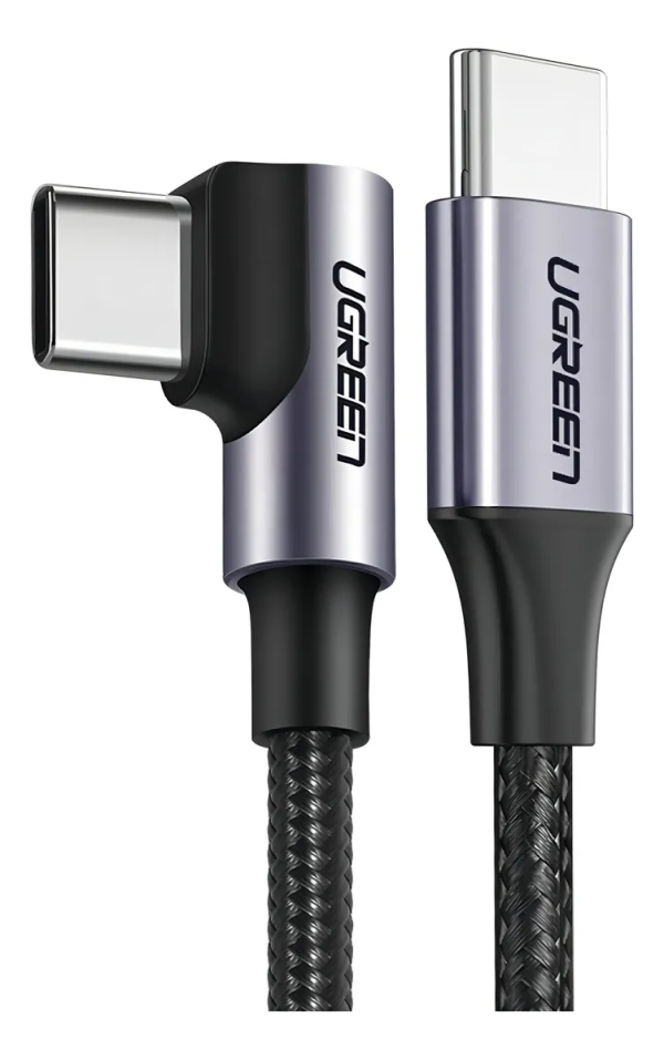UGREEN US323 Cable Curvo Doble USB-C/USB-C 3A 60W MAX 1MT - US323-70529 - Imagen 2